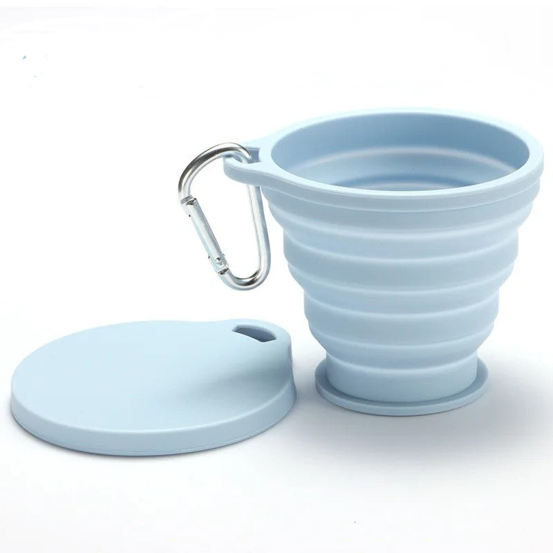 180ML Silicone Portable Folding Cup Mini Retractable CupTeacup Outdoor Travel Coffee Telescopic Drinking Mug with Lid