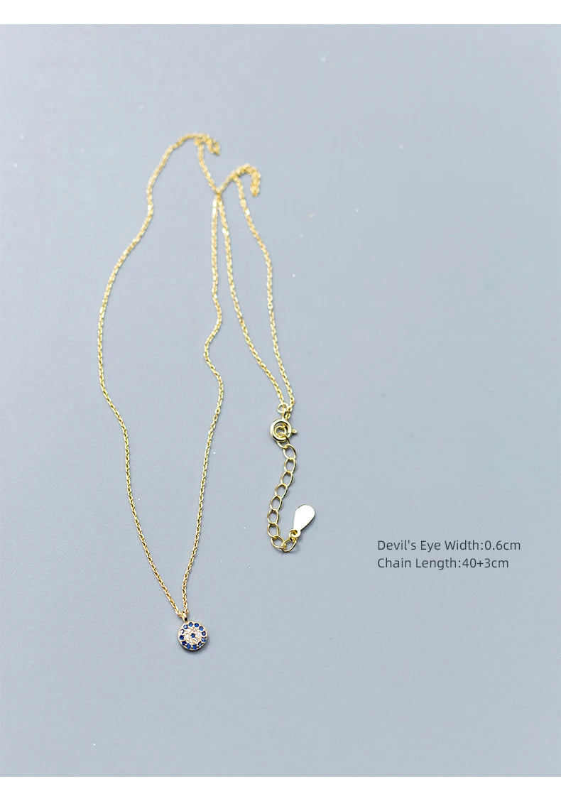 Modian Blue Crystal Eyes Pendants Classic Fashion 925 Sterling Silver Gold Color Necklace For Women S925 Silver Fine Jewelry