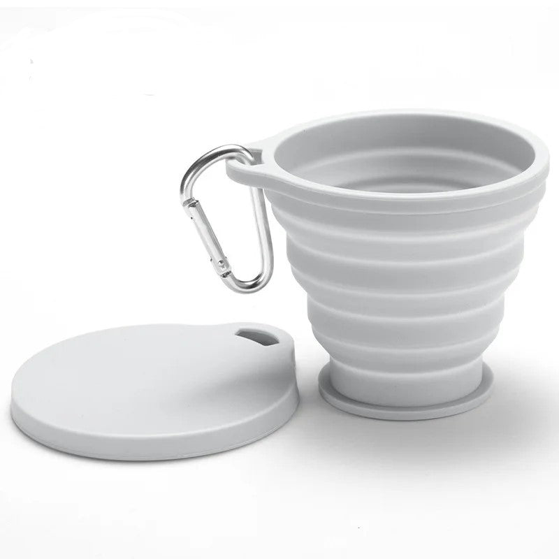 180ML Silicone Portable Folding Cup Mini Retractable CupTeacup Outdoor Travel Coffee Telescopic Drinking Mug with Lid