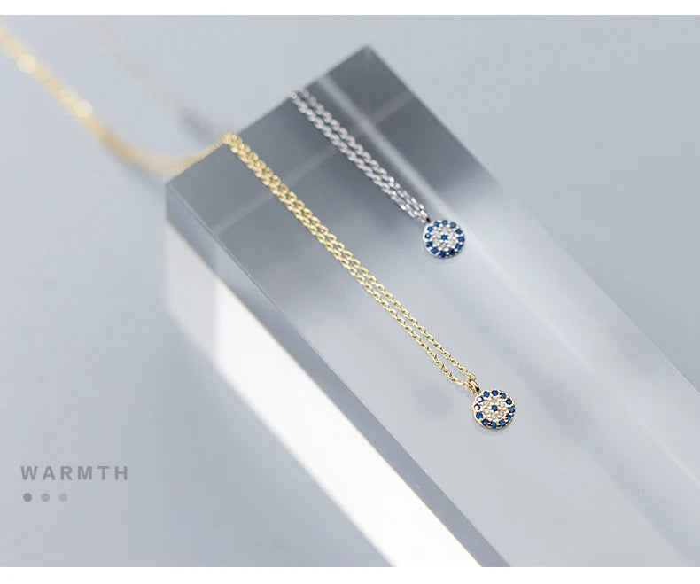 Modian Blue Crystal Eyes Pendants Classic Fashion 925 Sterling Silver Gold Color Necklace For Women S925 Silver Fine Jewelry