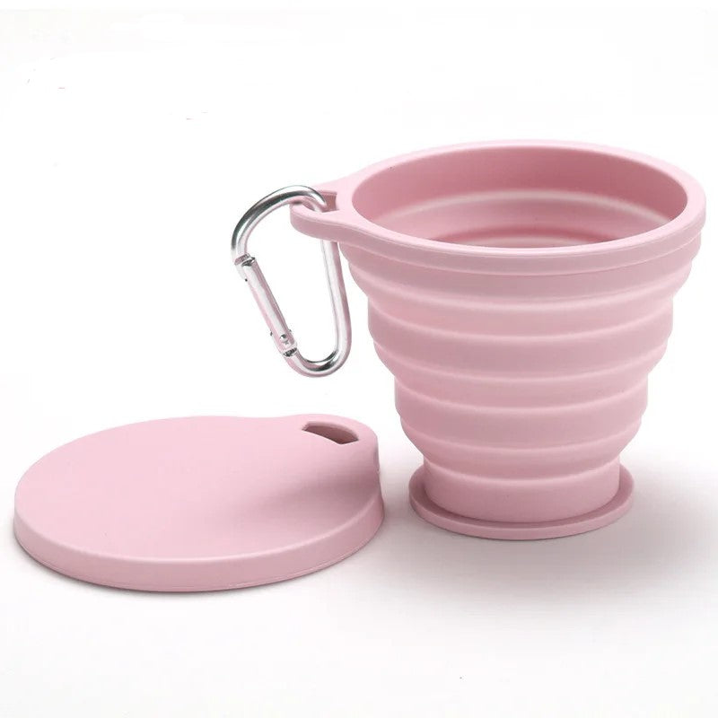 180ML Silicone Portable Folding Cup Mini Retractable CupTeacup Outdoor Travel Coffee Telescopic Drinking Mug with Lid
