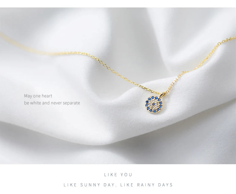 Modian Blue Crystal Eyes Pendants Classic Fashion 925 Sterling Silver Gold Color Necklace For Women S925 Silver Fine Jewelry