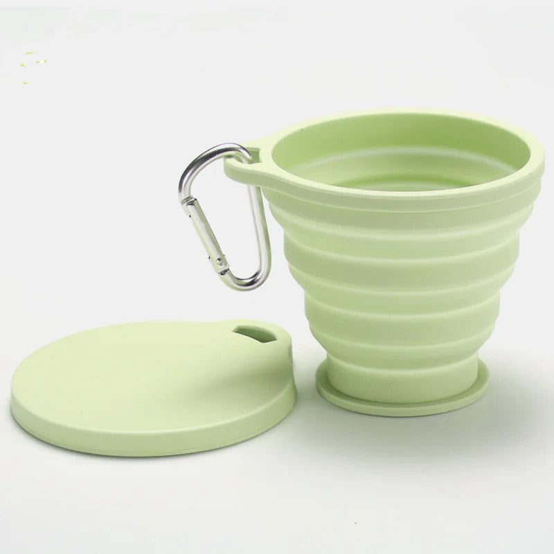 180ML Silicone Portable Folding Cup Mini Retractable CupTeacup Outdoor Travel Coffee Telescopic Drinking Mug with Lid