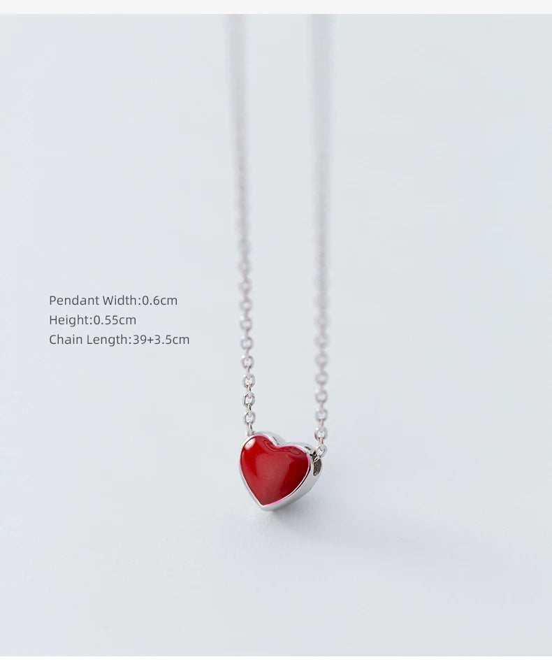 Modian Real 925 Sterling Silver Red Pink Green Enamel Hearts Pendant Necklace for Women Statement Fine Silver Jewelry Collar