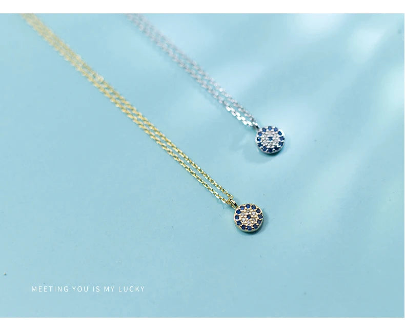 Modian Blue Crystal Eyes Pendants Classic Fashion 925 Sterling Silver Gold Color Necklace For Women S925 Silver Fine Jewelry
