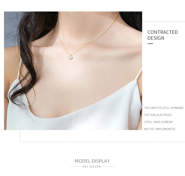 Modian Blue Crystal Eyes Pendants Classic Fashion 925 Sterling Silver Gold Color Necklace For Women S925 Silver Fine Jewelry