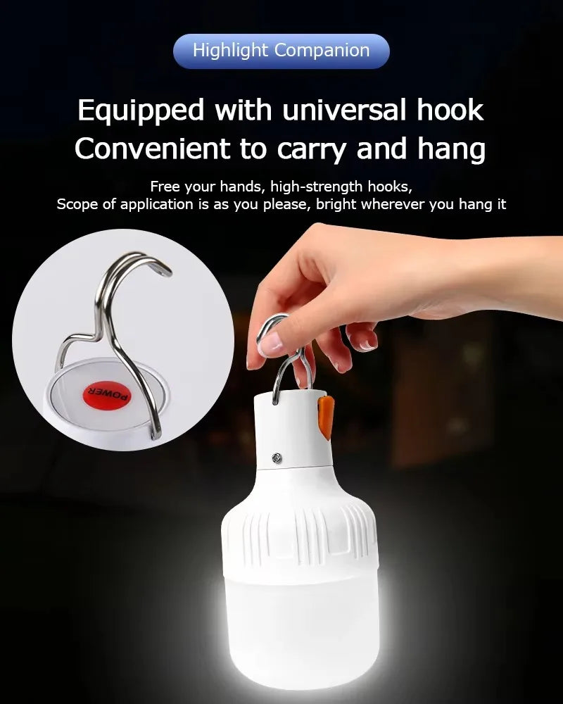 Rechargeable LED Indoor and Outdoor Emergency Portable Light (with Battery) Flash BBQ Tent Camping Light Lights Lamp Lantern