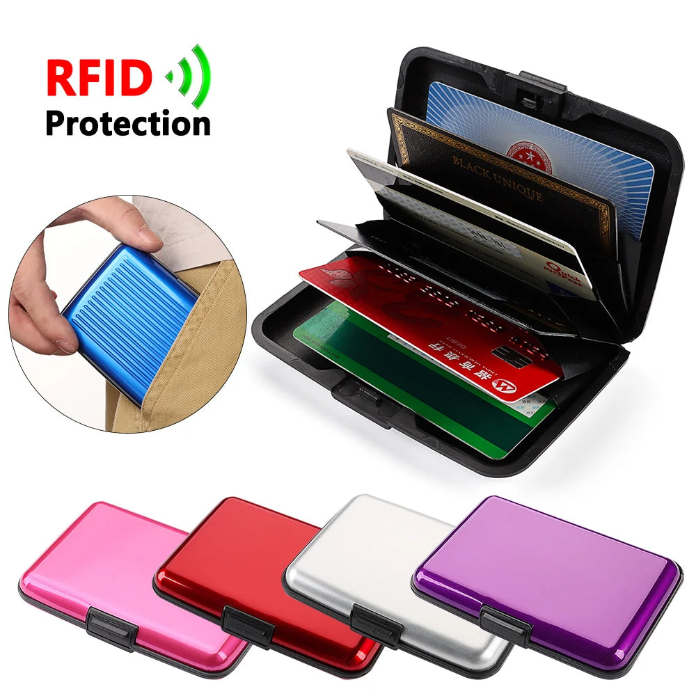 RFID Blocking Credit Card Holder Aluminum Metal Waterproof Anti-Theft Wallet Business Card Case Unisex Card Protection Holder