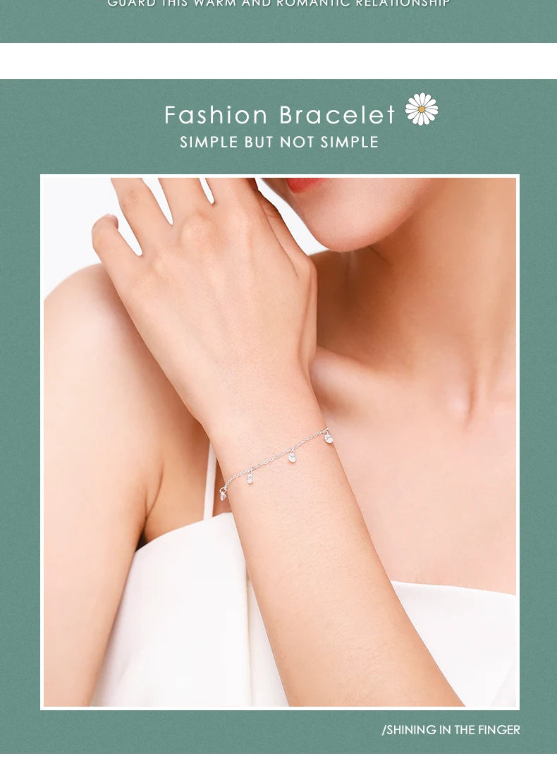 Modian Charm Real 925 Sterling Silver Ten Hearts Clear CZ Fashion Chain Bracelet For Women Girls Wedding Fine Silver Jewelry