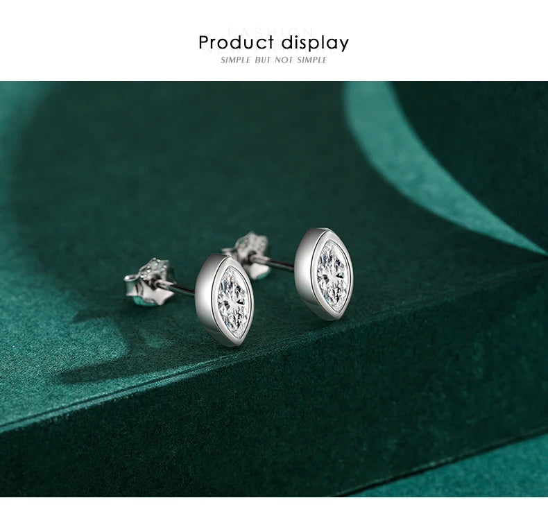Modian Real 925 Sterling Silver Golden Rhombus Luxury CZ Gold Stud Earrings for Women Anniversary Gift Fine Ear bone Jewelry