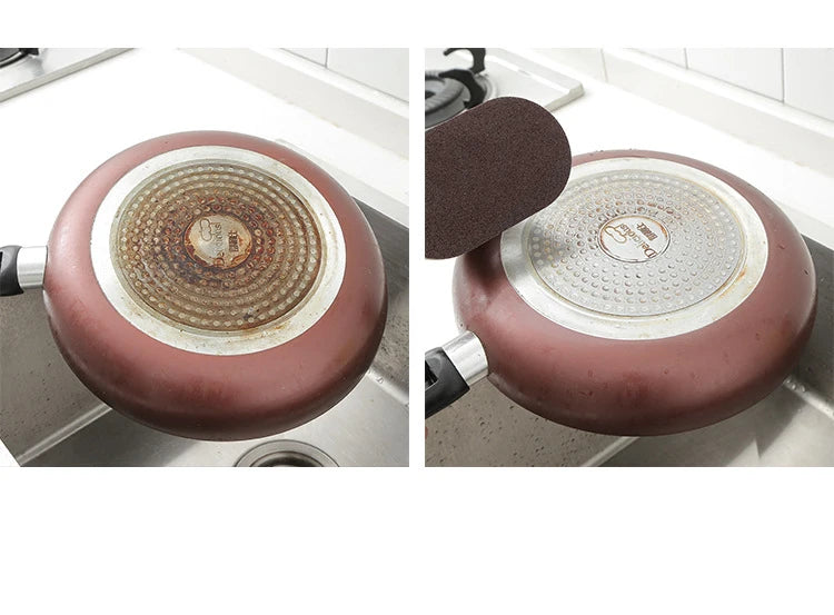 Reusable Emery Magic Sponge - Kitchen Pot Brush with Handle for Easy Cleaning and Decontamination - Washable and Eraser Cleaning