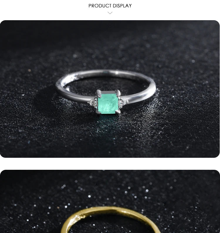 Modian New 925 Sterling Silver Fashion Emerald cut Tourmaline Finger Rings For Women Elegant Simple Paraiba Silver Fine Jewelry