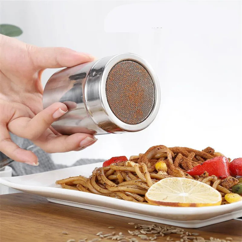 Sprinkler Kitchen Powder Distributor with Dense Hole Cocoa Cinnamon Sugar Gauze Mesh Jar Seasoning Bottles