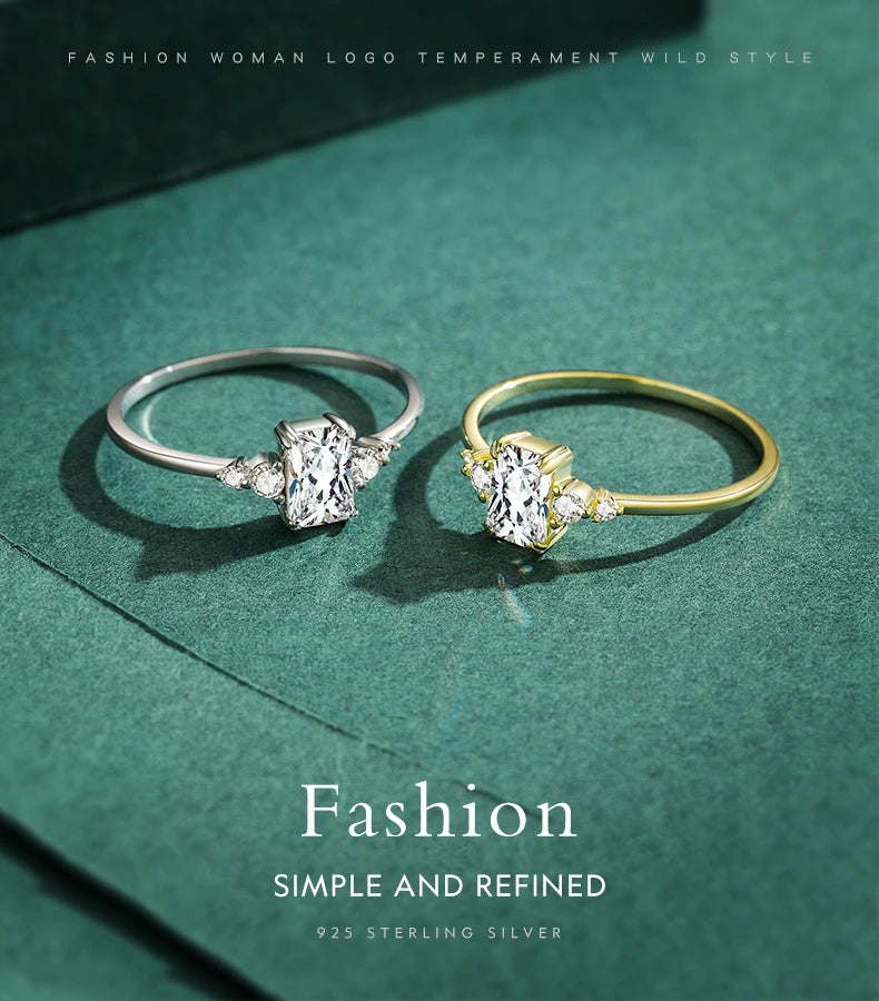 Modian Rectangle Dazzling Ring Solid 925 Sterling Silver Clear Cubic Zirconia Finger Rings For Women Wedding Fine Jewelry Anel