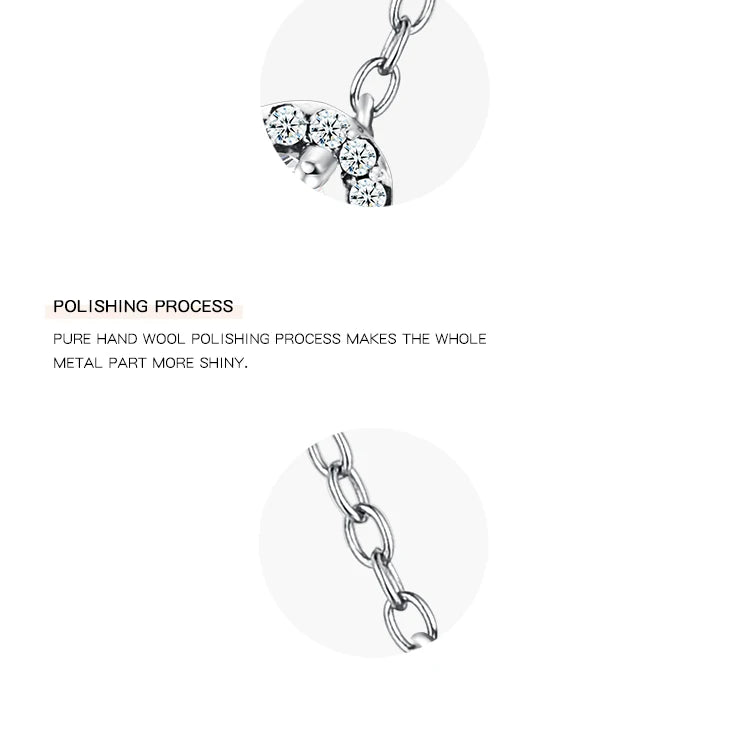 Modian Real 925 Sterling Silver Clear CZ Heart Pendant Necklace for Women Chain Fashion Wedding Statement Jewelry Accessories