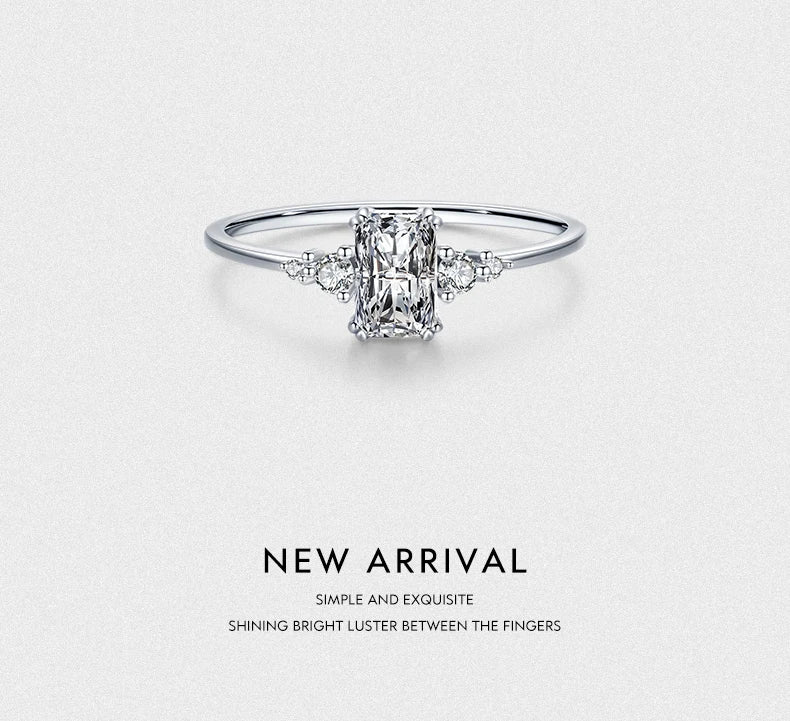 Modian Rectangle Dazzling Ring Solid 925 Sterling Silver Clear Cubic Zirconia Finger Rings For Women Wedding Fine Jewelry Anel