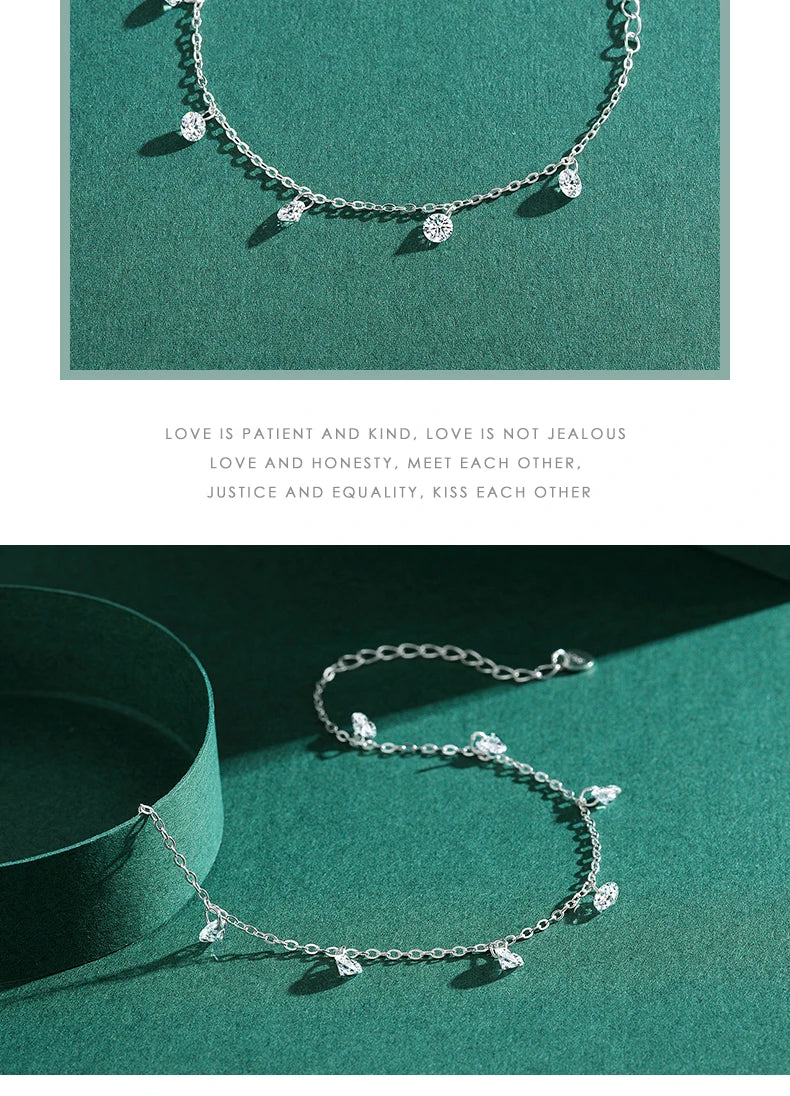 Modian Charm Real 925 Sterling Silver Ten Hearts Clear CZ Fashion Chain Bracelet For Women Girls Wedding Fine Silver Jewelry