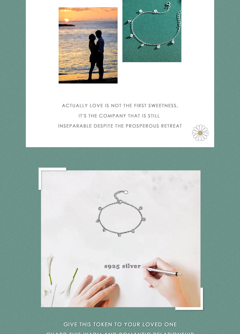 Modian Charm Real 925 Sterling Silver Ten Hearts Clear CZ Fashion Chain Bracelet For Women Girls Wedding Fine Silver Jewelry