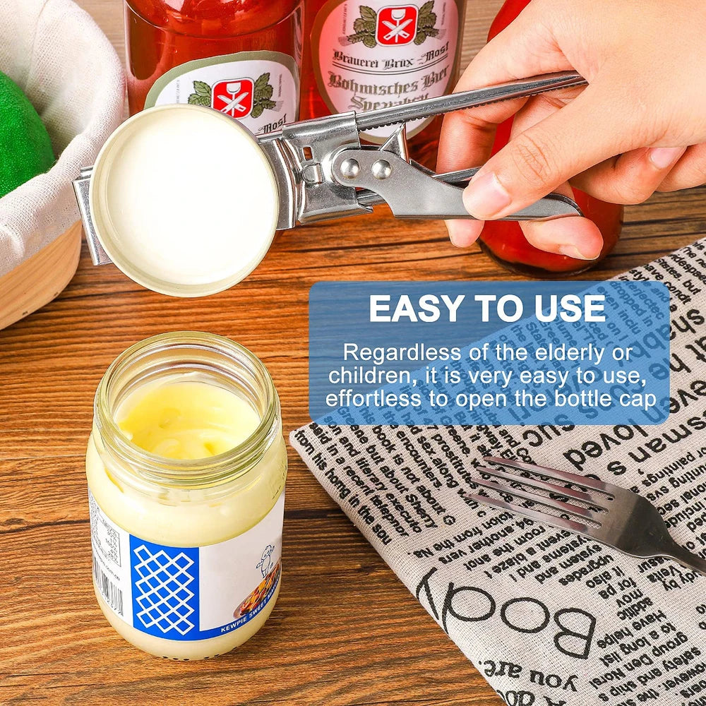 Best Can Opener and Bottle Opener Adjustable Multi-Function Stainless Steel Can Opener Jar Lid Clip Manual Kitchen Accessories