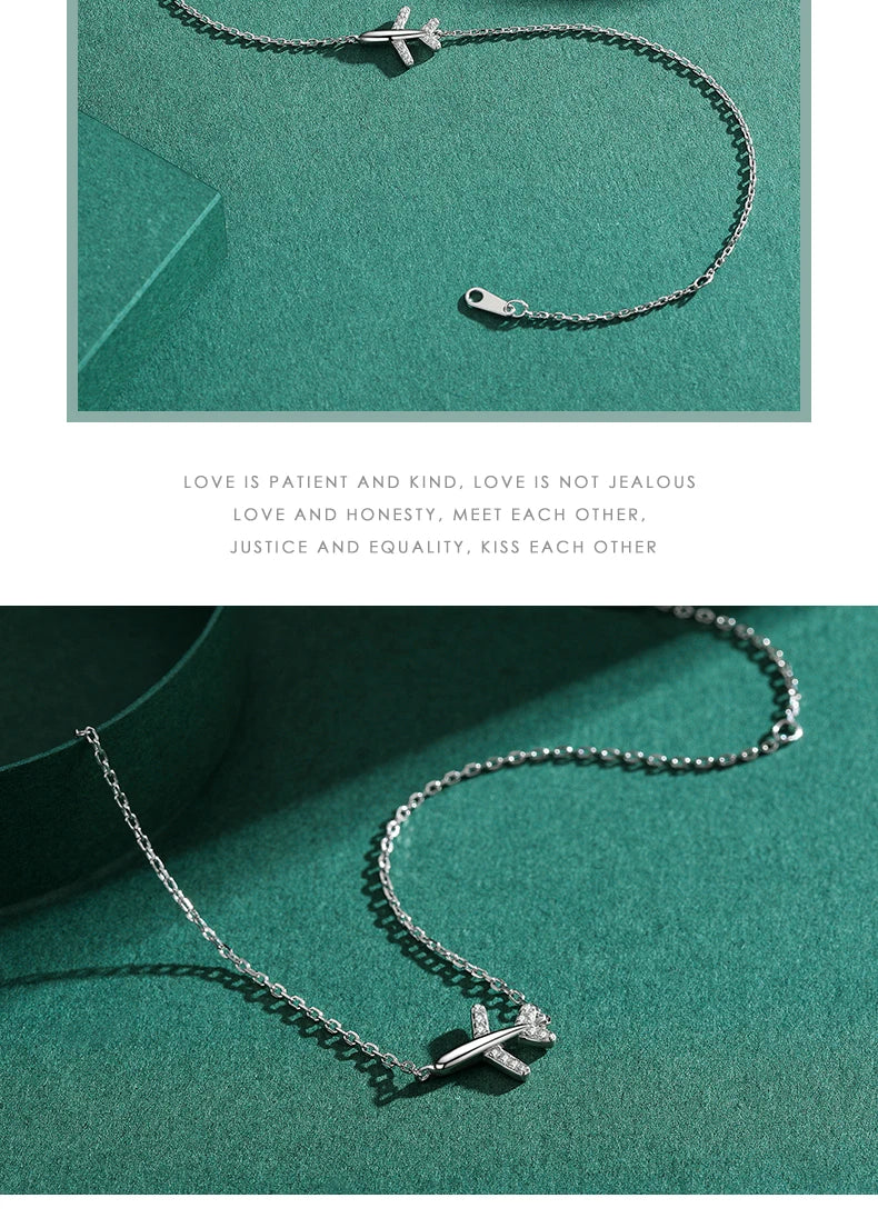 Modian Fashion Clear CZ Aircraft Bracelet Solid 925 Sterling Silver Charm Chain Exquisite Bracelets For Women Girls Jewelry Gift