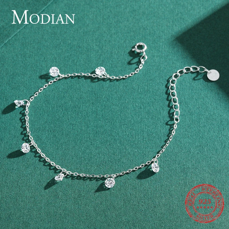 Modian Charm Real 925 Sterling Silver Ten Hearts Clear CZ Fashion Chain Bracelet For Women Girls Wedding Fine Silver Jewelry