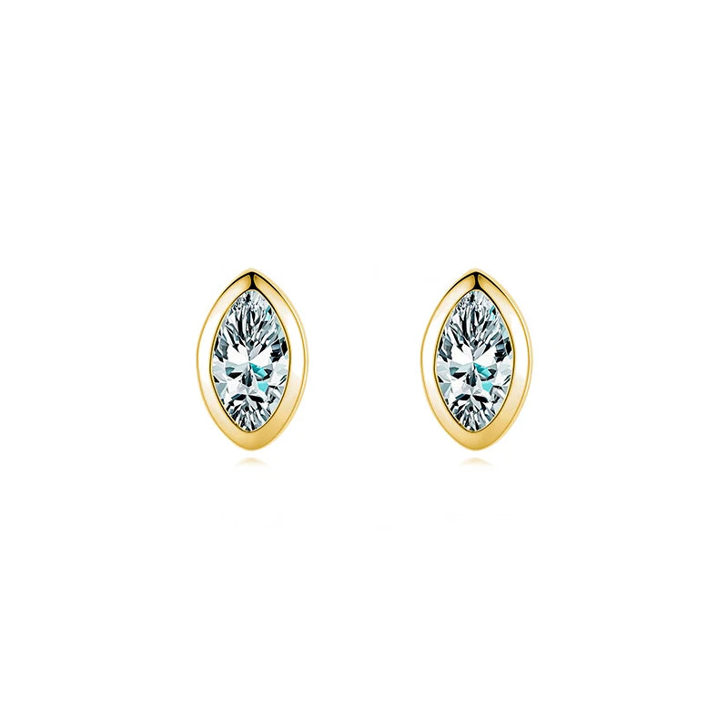 Modian Real 925 Sterling Silver Golden Rhombus Luxury CZ Gold Stud Earrings for Women Anniversary Gift Fine Ear bone Jewelry