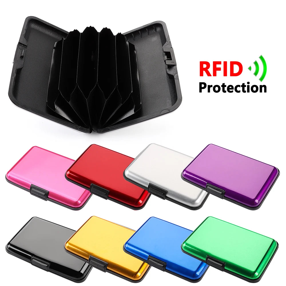 RFID Blocking Credit Card Holder Aluminum Metal Waterproof Anti-Theft Wallet Business Card Case Unisex Card Protection Holder