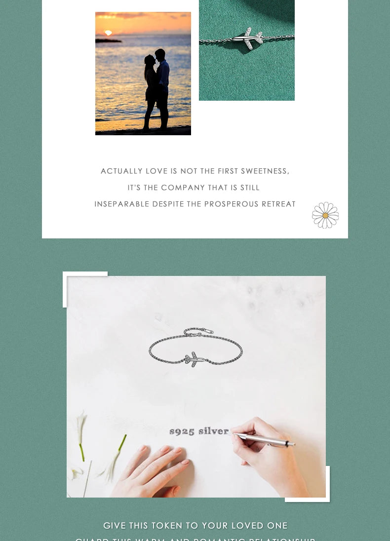 Modian Fashion Clear CZ Aircraft Bracelet Solid 925 Sterling Silver Charm Chain Exquisite Bracelets For Women Girls Jewelry Gift