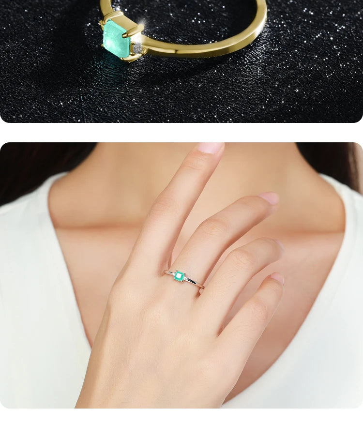 Modian New 925 Sterling Silver Fashion Emerald cut Tourmaline Finger Rings For Women Elegant Simple Paraiba Silver Fine Jewelry