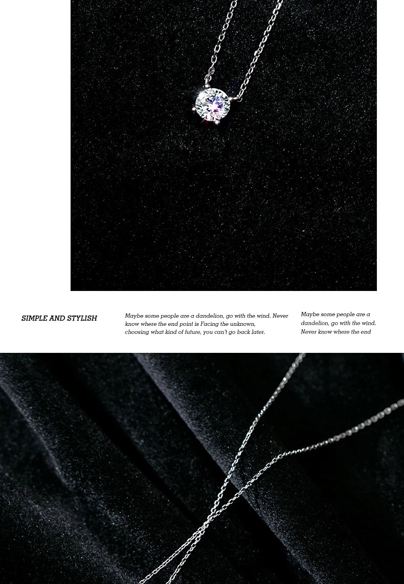Modian Brands Simple 925 Sterling Silver Geometric Cut Sparkling Zircon Pendant Necklace for Women Wedding Engagement Jewelry