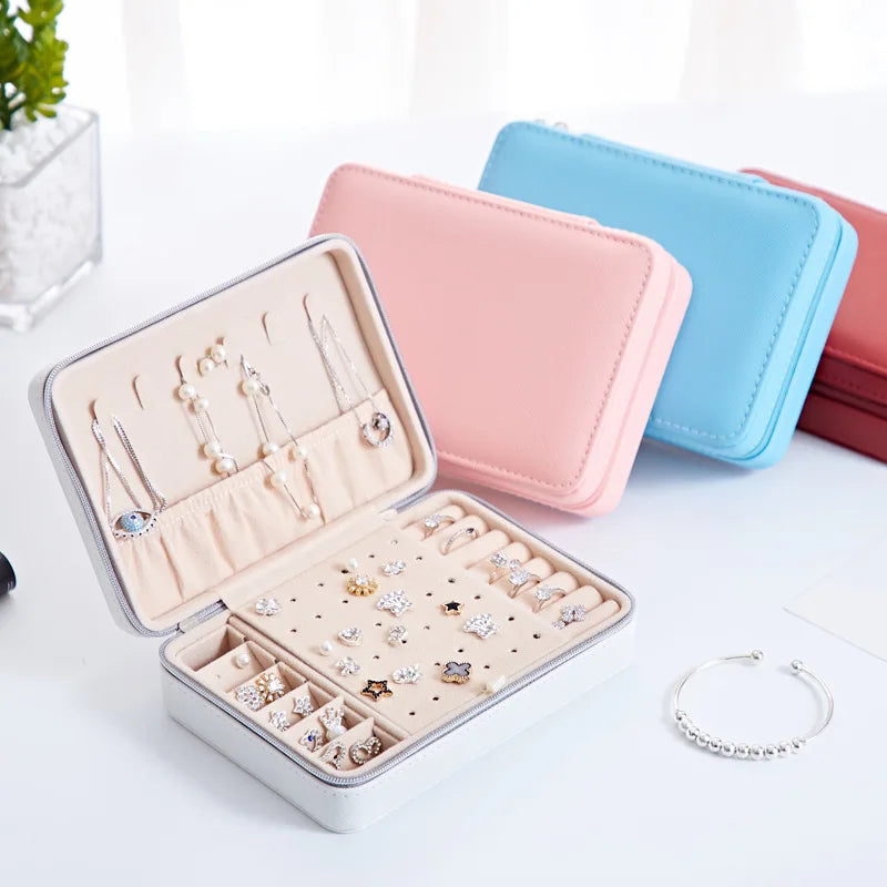 Jewelry Organizer Display Travel Jewelry Case Boxes Portable Jewelry Box Leather Storage Case