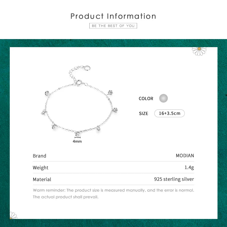 Modian Charm Real 925 Sterling Silver Ten Hearts Clear CZ Fashion Chain Bracelet For Women Girls Wedding Fine Silver Jewelry