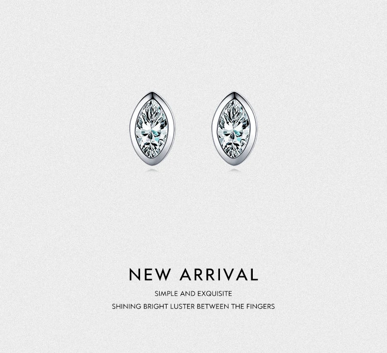 Modian Real 925 Sterling Silver Golden Rhombus Luxury CZ Gold Stud Earrings for Women Anniversary Gift Fine Ear bone Jewelry
