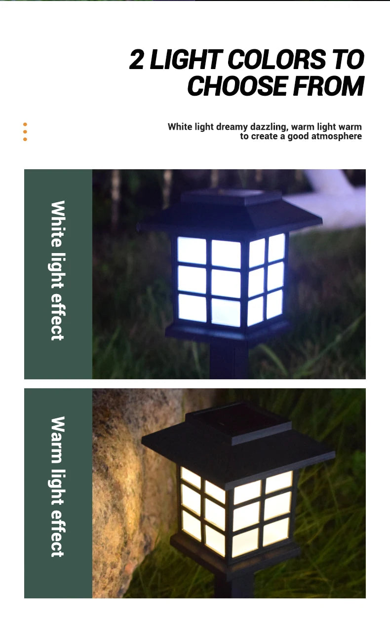 Solar Outdoor Lawn Lights Retro House Shaped Lamp Waterproof Courtyard Garden Decoration Night Lamp Inserted Small Palace Lights