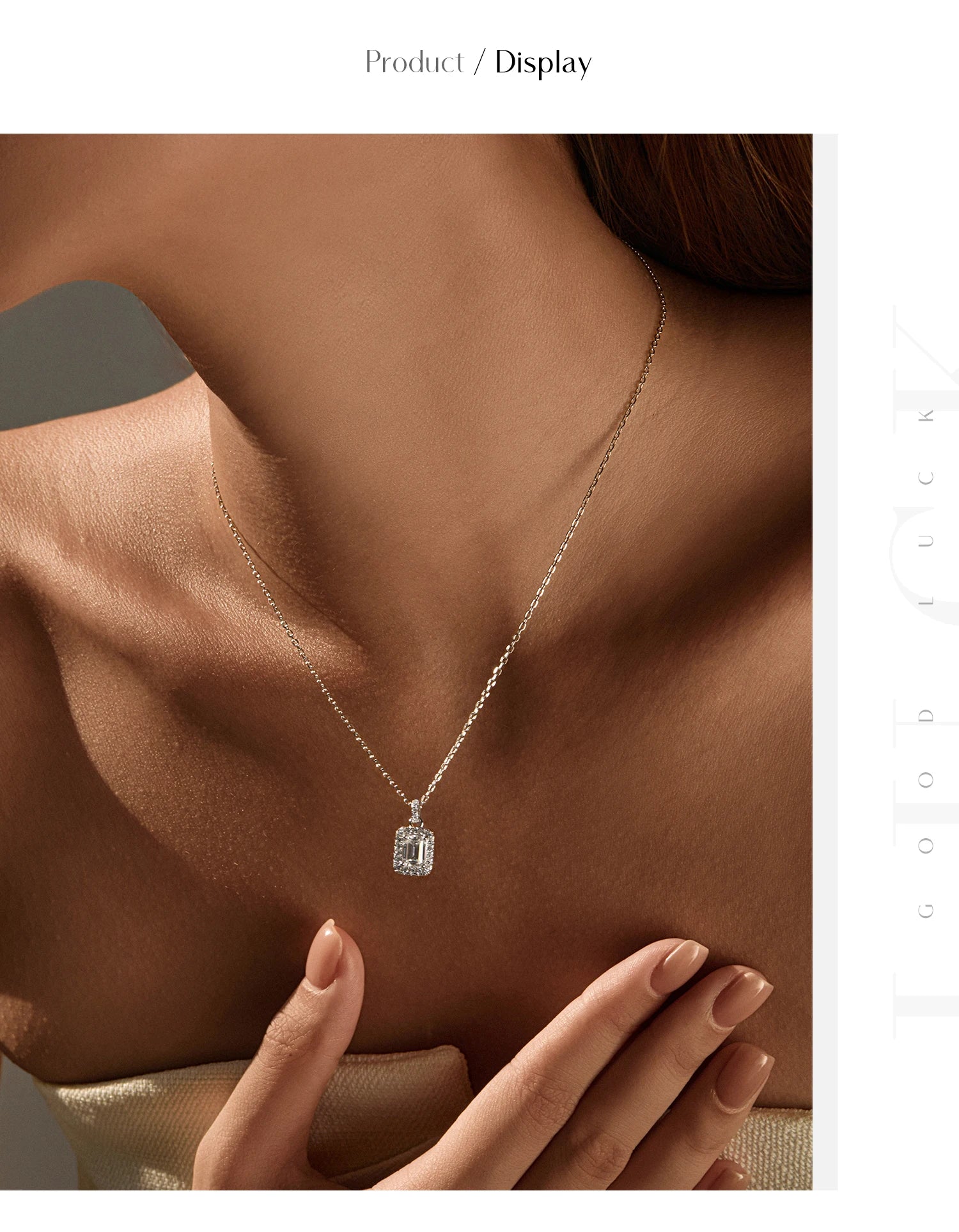 MODIAN 1CT D Color Emerald Cut Moissanite Halo Necklace 925 Sterling Silver Rectangle Wedding Pendant Necklace For Women Jewelry