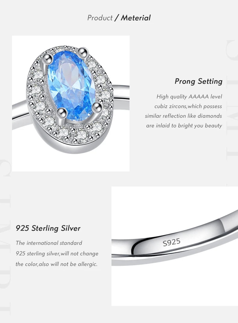 MODIAN Real 925 Sterling Silver Classic Elegant Oval Rainbow Colorful Zirconia Ring For Women Wedding Engagement Fine Jewelry