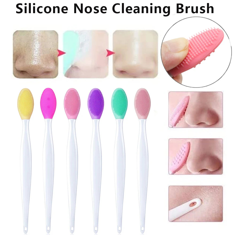 Beauty Skin Care Wash Face Silicone Brush Exfoliating Nose Clean Blackhead Removal Brushes Tools With Replacement Head