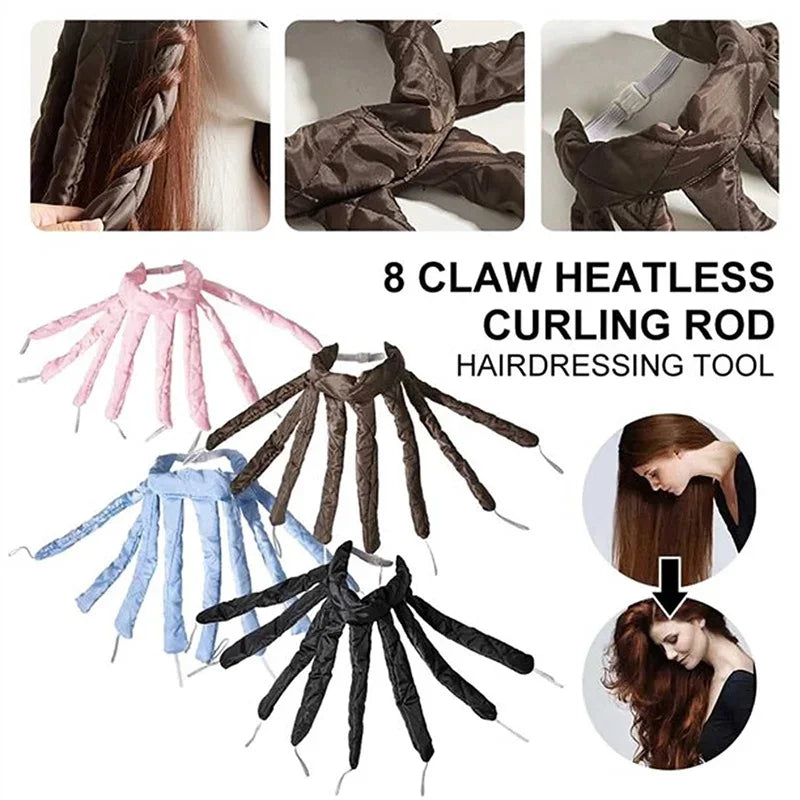 Octopus Curler Headband Nightcap Suitable for Long Hair Satin Non Thermal Curling Iron Adjustable Strap Styling Tools