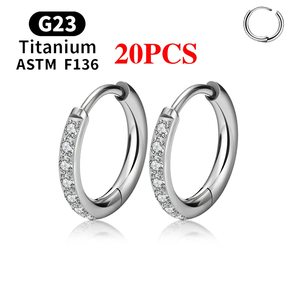 G23 Titanium Earring Hoop CZ Hinged Segment Round Ear Ring for Women Ear Tragus Cartilage Helix Daith Piercing Jewelry