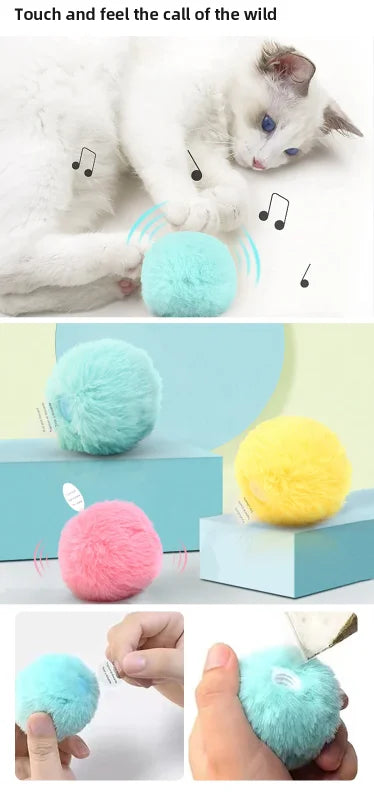 Interactive Ball Smart Cat Toys Plush Electric Catnip Training Toy Kitten Touch Sounding Pet Product Squeak Toy Ball