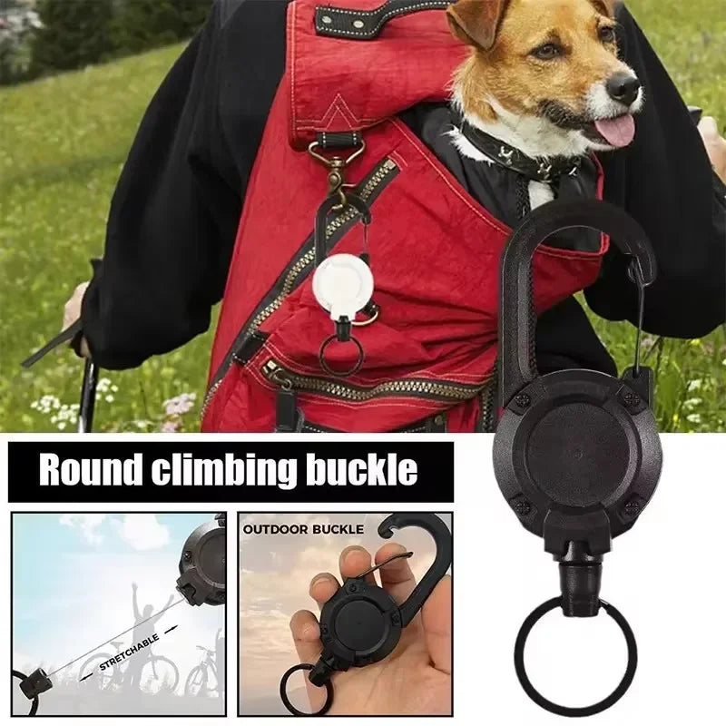 Retractable Heavy Duty Pull Reel Carabiner Key Chains Strong Steel Wire Rope Buckle Spring Key Ring Outdoor Sporty Keychain Tool