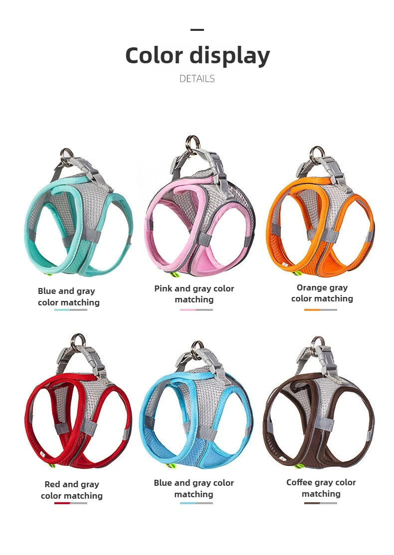 Pet Things Accessories Cute Adjustable  Collar and Leash Set for Walking Safe Reflective Soft Comfortable Vest For Small Medium Dog Cat Pet