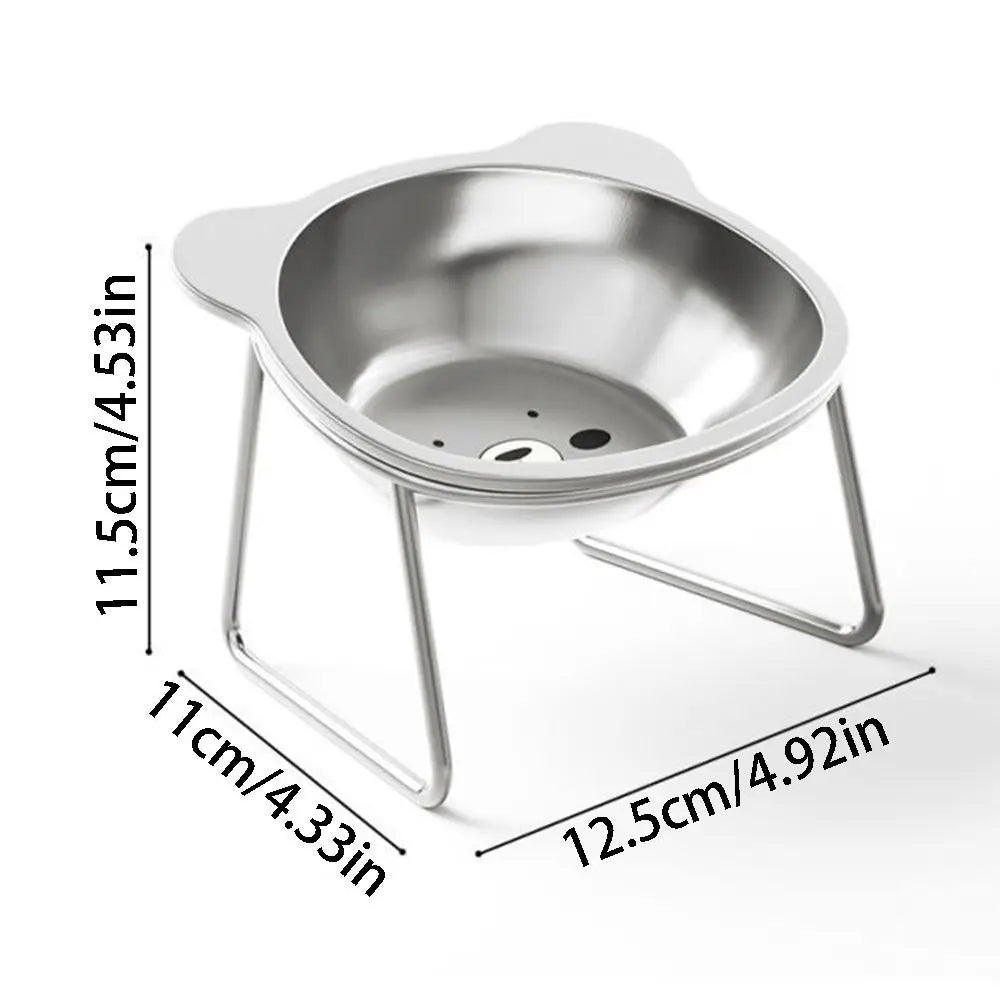 15 Degree Inclined Stainless Steel Cat Bowl Detachable Anti Overturning Elevated Cat Water Bowl Neck Protection Anti-flip