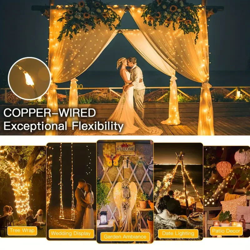 LED Solar Lights Fairy String Lights Waterproof 8 Modes for Garden Tree Decor Garden Lights Outdoor