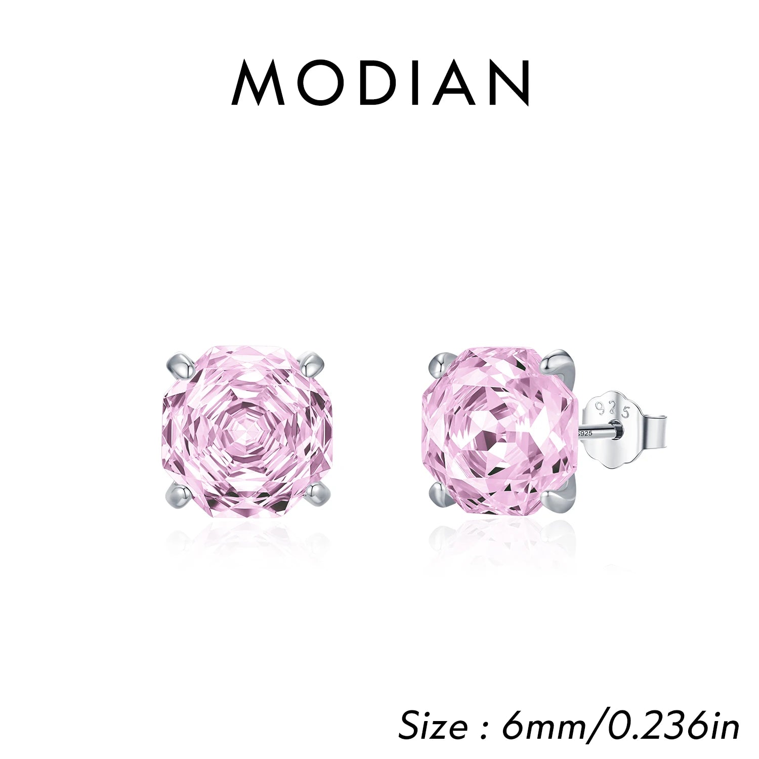 MODIAN 925 Sterling Silver Polygon Multi-Color Rose Cut Cubic Zirconia Luxury Stud Earrings For Women Party Fine Jewelry