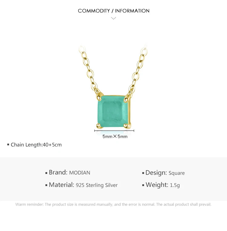 Modian Real 925 Sterling Silver Classic Charm Tourmaline Chain Necklace For Women Wedding Jewelry With Box Pendant Neckalces