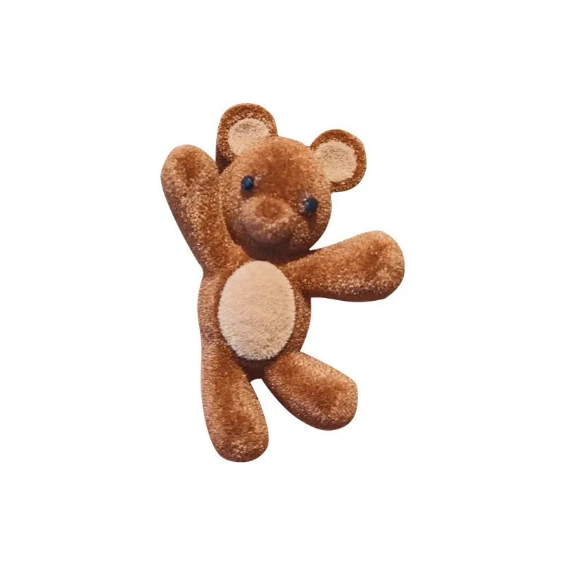 Lovely Little Bear Hair Clips for Women Flocking Bear Metal Hair Clips Korean Style New Product Headwear