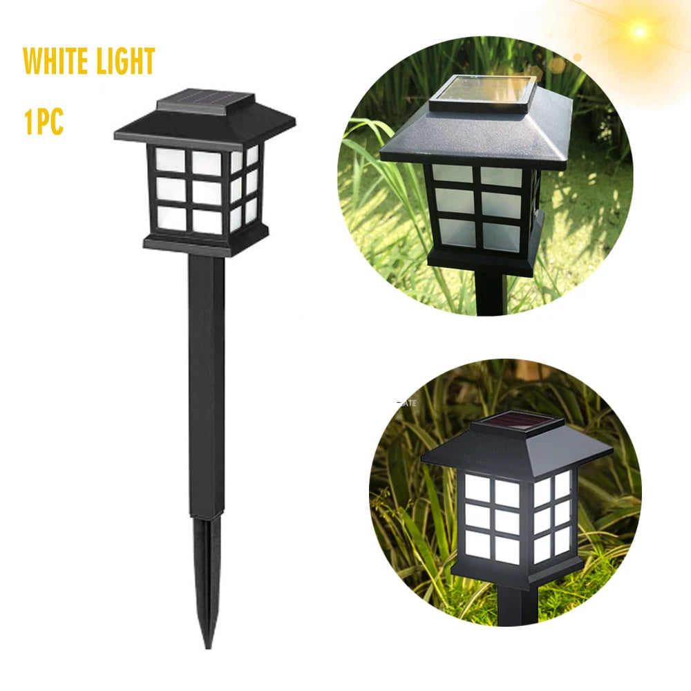 Solar Outdoor Lawn Lights Retro House Shaped Lamp Waterproof Courtyard Garden Decoration Night Lamp Inserted Small Palace Lights