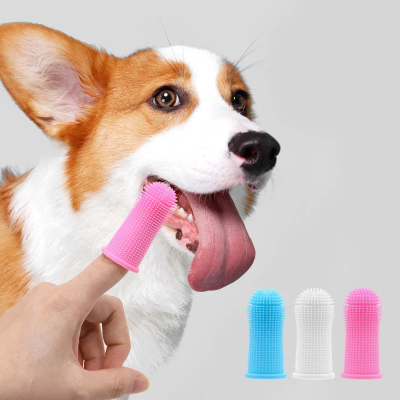Cat Dog Super Soft Pet Finger Toothbrush Teeth Cleaning Bad Breath Care Nontoxic Silicone Toothbrush Tool Dog Cleaning Supplies