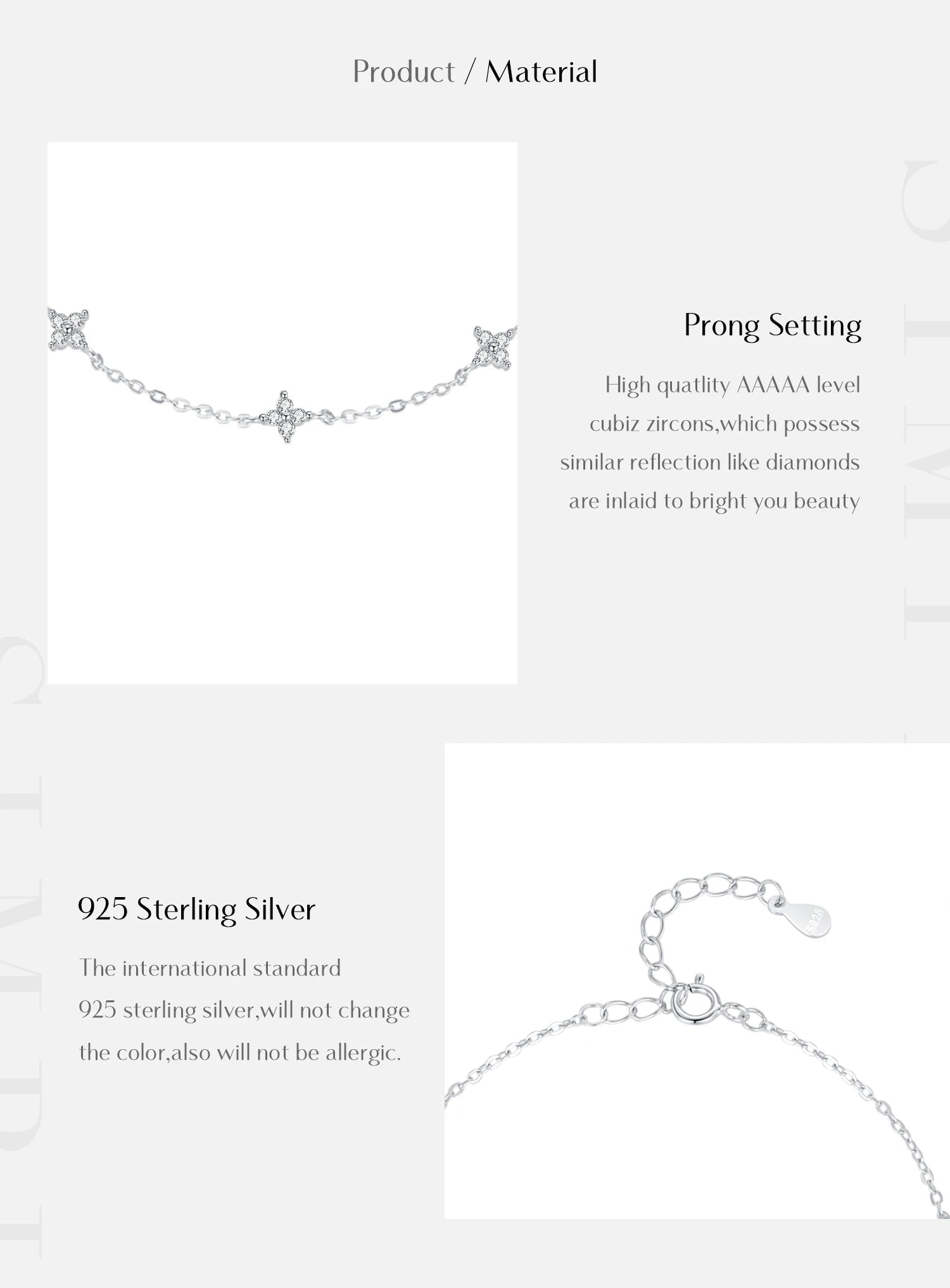 MODIAN 925 Sterling Silver Mini Flowers Bracelet Dainty Link Chain Pave Setting CZ For Women Wedding Fine Jewelry Gift